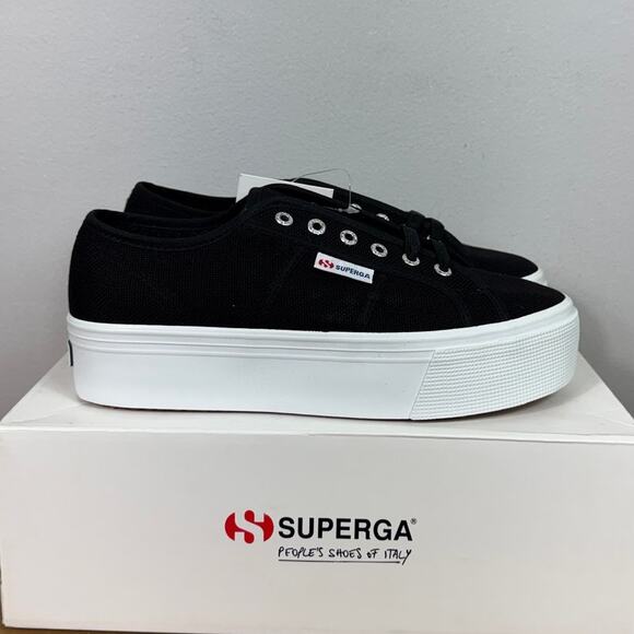 New Superga 2790 Platform Sneakers in Black Women's Size 10 - Picture 5 of 10